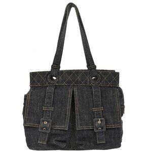 Chanel Navy Sparkling Denim Tote Handbag